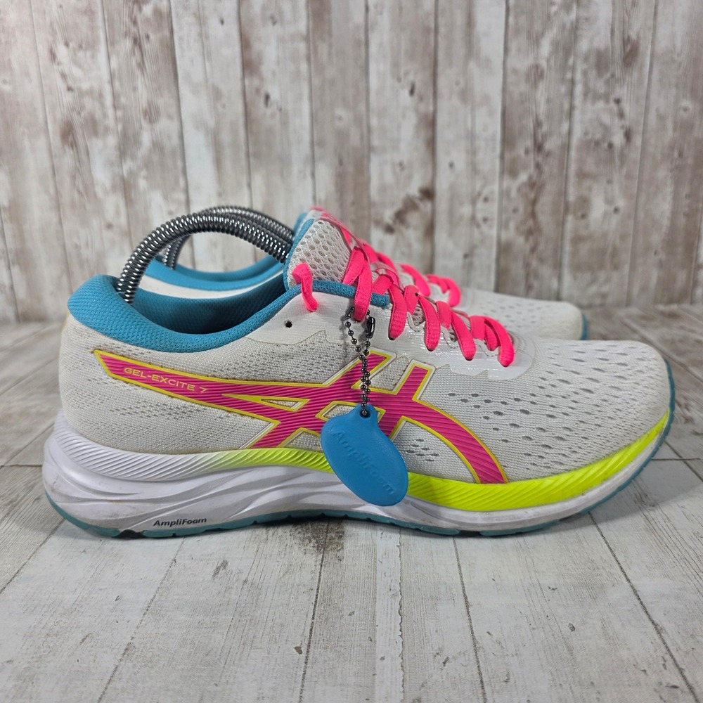 ASICS Gel-Excite 7 Womens Running Shoes White Pink Teal 1012A562 Size 10